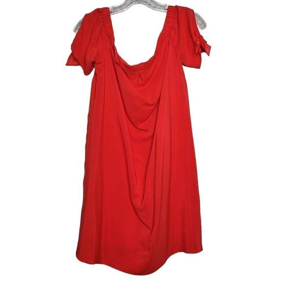 Amanda Uprichard Desiree Silk Red Off Shoulder Mini Dress Size Medium - Picture 7 of 10